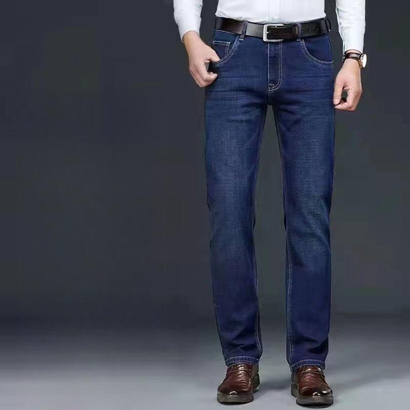 Ausgestellte Herren-Jeans mit Boot-Cut-Bein und ausgestelltem Bein, klassische Designer-Denim-Jeans mit hoher Taille, Stretch, lockerer, ausgestellter Denim, dunkelblaue Jeans