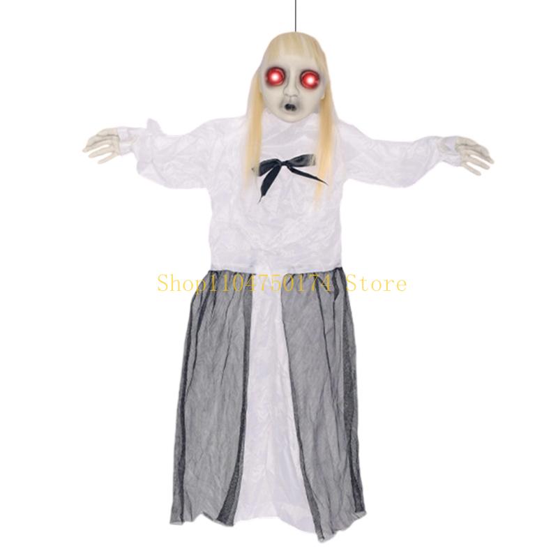 

Voice Activated Skeleton With Light up LED Eye For Home Party Decoration Sound Activated Skeleton Hanging Ornament top sale білий