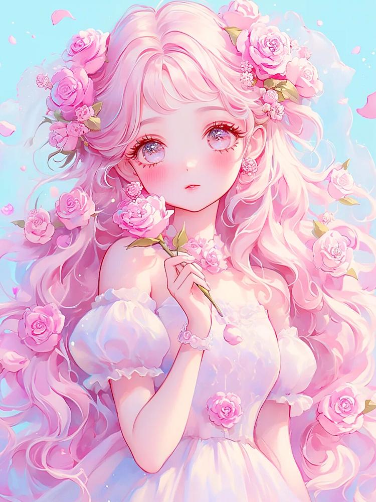 5D Full Square Drill Diamond Painting Beautiful Cartoon Girl Diamond Mosaic Embroidery DIY Doll Home Decor Gift 2024 New Series