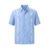 Camicia da uomo a maniche corte con bottoni, a righe Guayabella ricamate, quattro tasche, Dachen