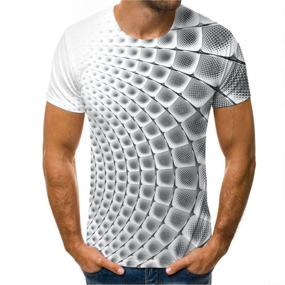 

Мужская футболка с коротким рукавом и круглым вырезом с геометрическим 3D цифровым принтом Black Hole Vision Топ