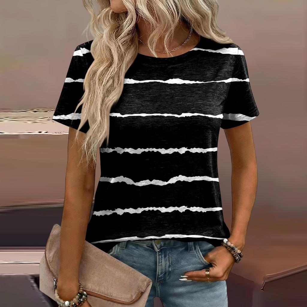 Damen Mode Lässiges Bedrucktes T-Shirt mit Lockerer Passform