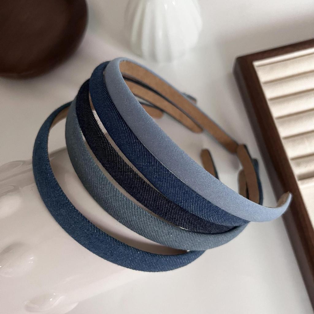 Retro Mori-stil Blått Denim Pannebånd for Kvinner - Elegant, Allsidig og Slankt Hårtilbehør