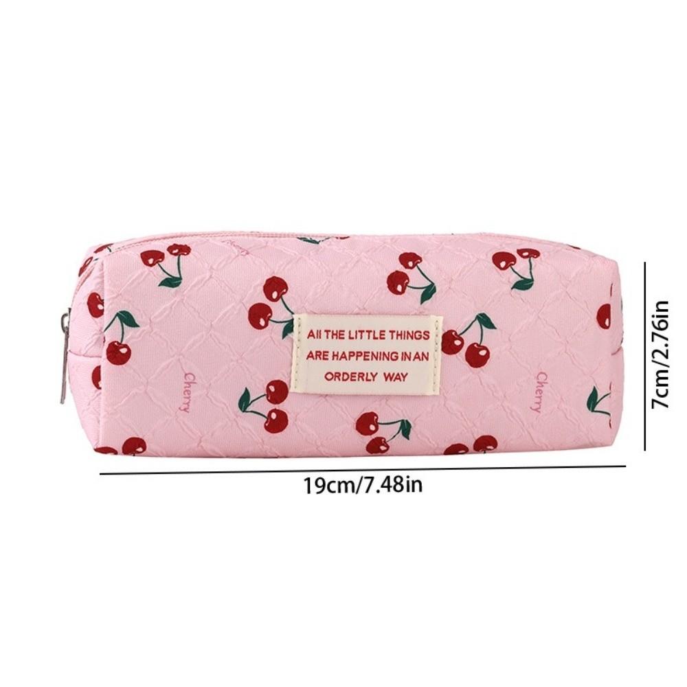 Large Capacity Pencil Case Cherry Print Stationery Bag Kawaii Pencil Pouch  Students