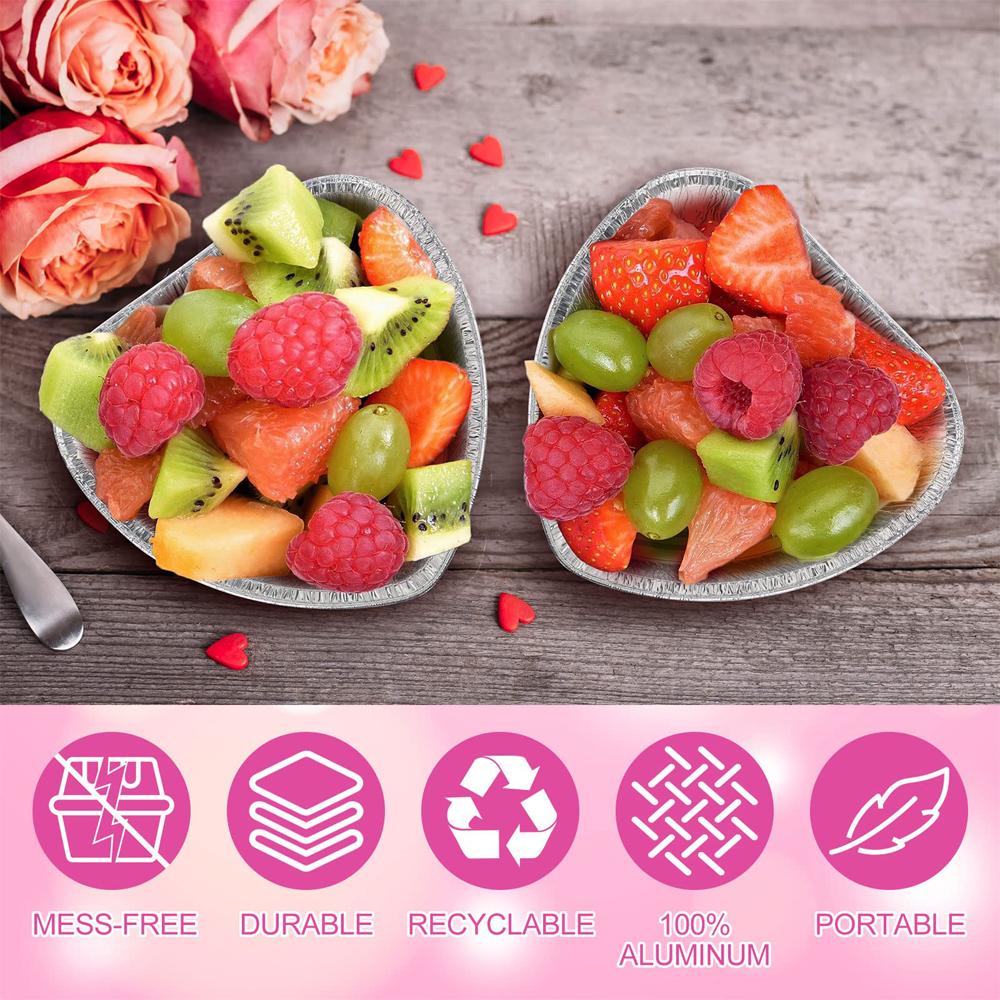 Disposable Valentine's Day Cake Pan Mold Heart Shaped Muffin Pan with Lid Heart Food Packing Box Pudding Cup Mousse Cupcake Mold