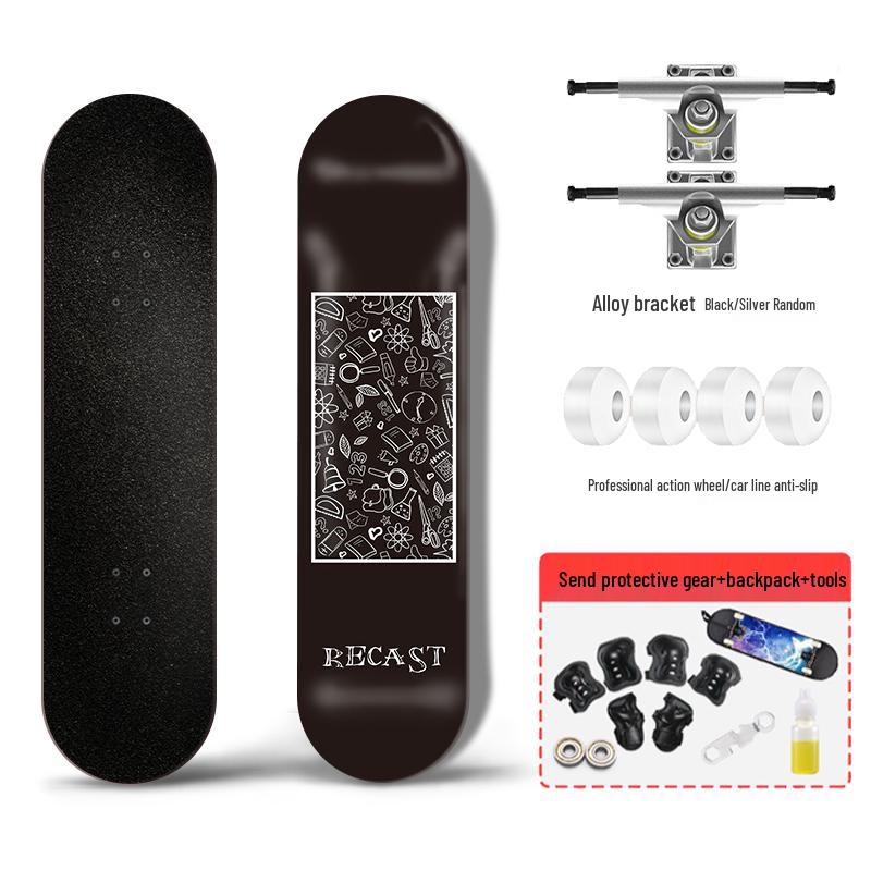 Beginner Entry-Level Double Rocker Skateboard for Street Cruising - Professional Short Board for Boys, Girls, and Adults