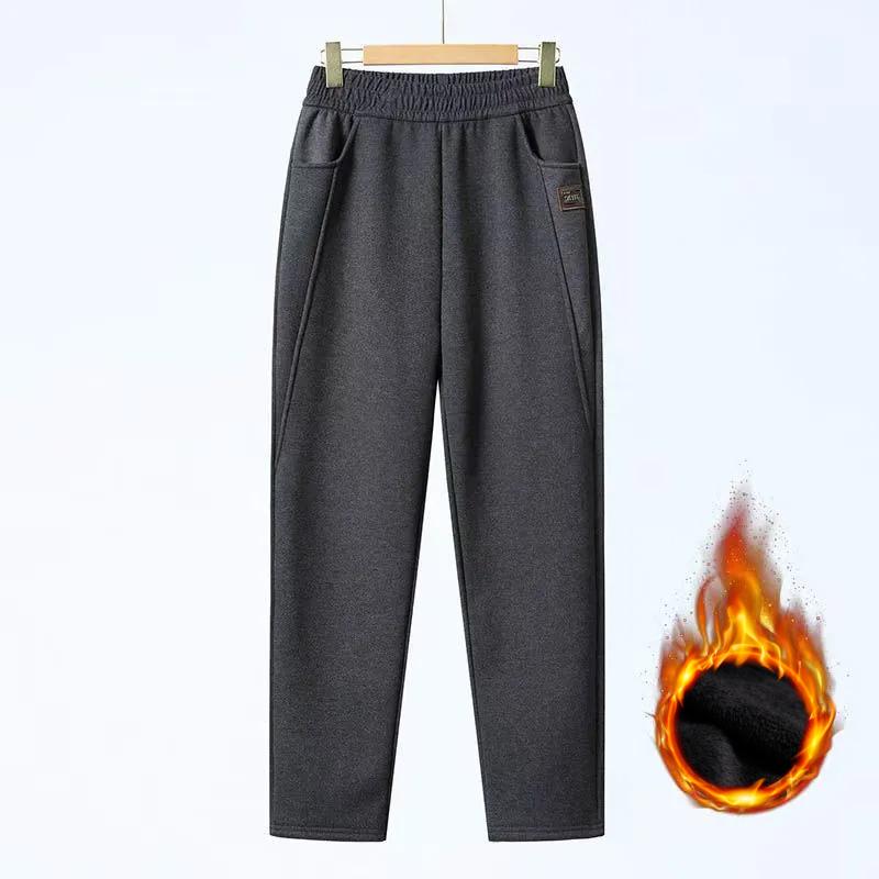 Mother Elastic Waist Pants Autumn and Winter Plus Velvet Outer Wear Casual Trousers Thick Section Women's Warm Harem Pants