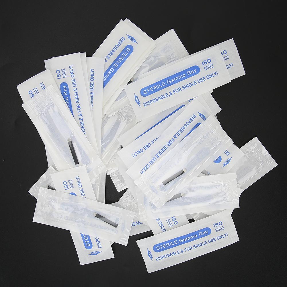 50pcs Eyebrow Microblading Needles Blade Fine Tattooing Permanent Makeup Blades 0.18mm(16‑pin )