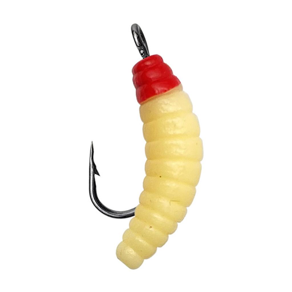 30Pcs Soft Maggot Baits with Hooks Soft Plastic Fishing Lures Fishing Baits Bread Worms Artificial Baits Easy to Use