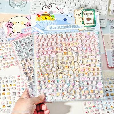 Mini Puffy Cartoon Scrapbook Journal Sticker DIY Decor Kawaii Animal 3D Stereo Photocard Phone Case Decal Stationery Sticker