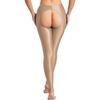 Womens Glossy Open Crotch High Waist Slim Fit Leggings Pants Tights