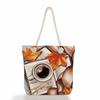 Multifunctional Coffee-colored Girl Printed Thick Rope Shoulder Beach Bag Casual Large Capacity Handbag 0107