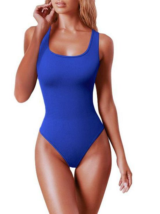 Women's Solid Color U-Neck Sleeveless Tank Top Bodysuit