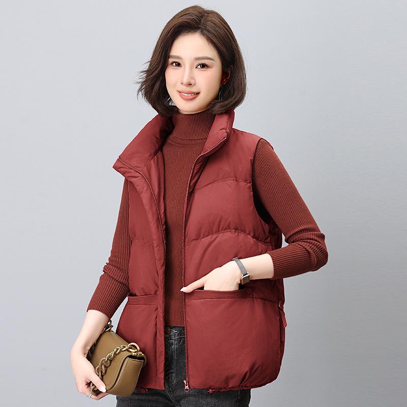 Women's White Duck Down Vest - Autumn/Winter 2024, High-End European Style, Loose Fit for Mom