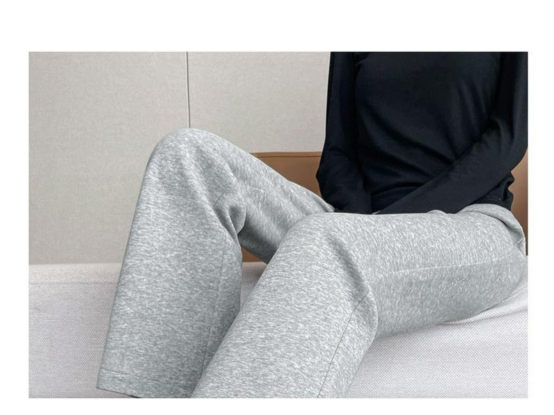 Pantalon gris taille haute petite micro-évasé – Cache-hanches, amincissant, sportif et court pour femmes en automne