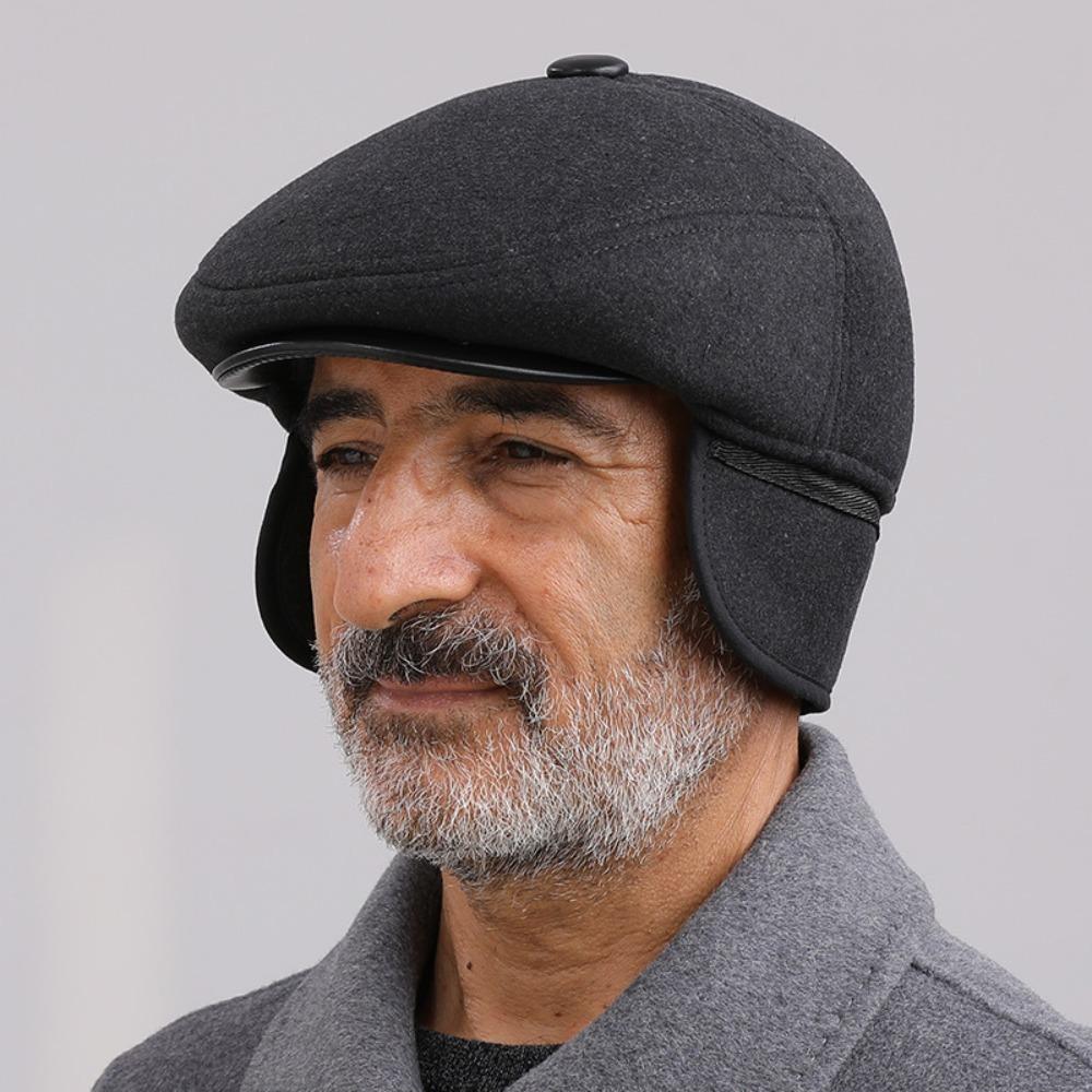 Middle Age Earflap Cap With Ear Flap Flat Caps Quality Men Berets  Men