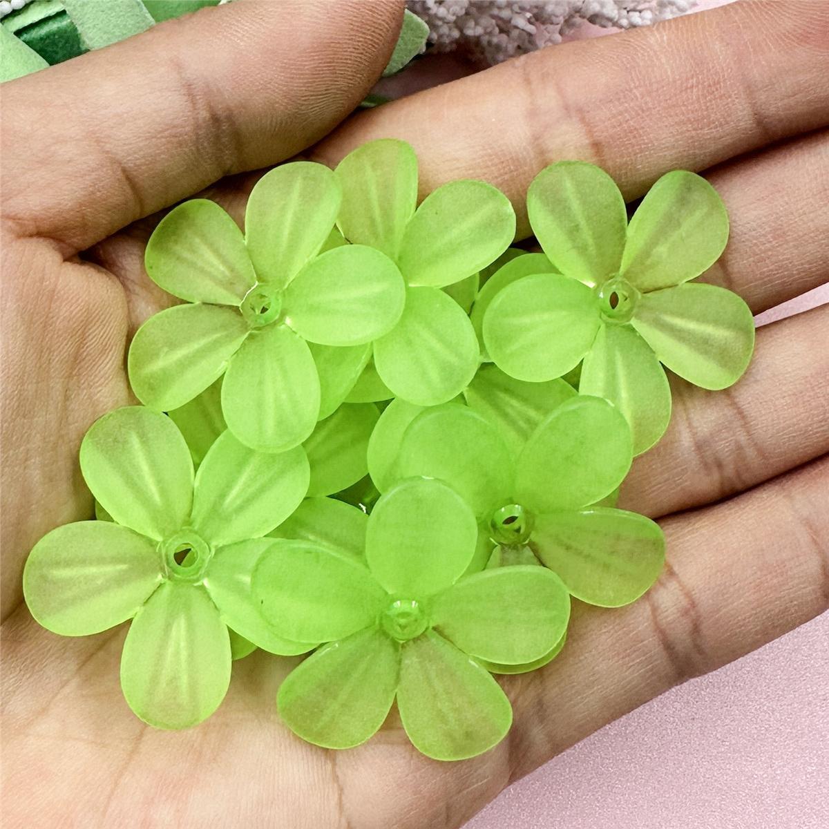 

Товары для вечеринок 5 лепестков, цветок, серьги своими руками, украшения для волос, аксессуары, розетка, матовый полупрозрачный материал ручной работы, изготовление своими руками, 10 шт. зелёный