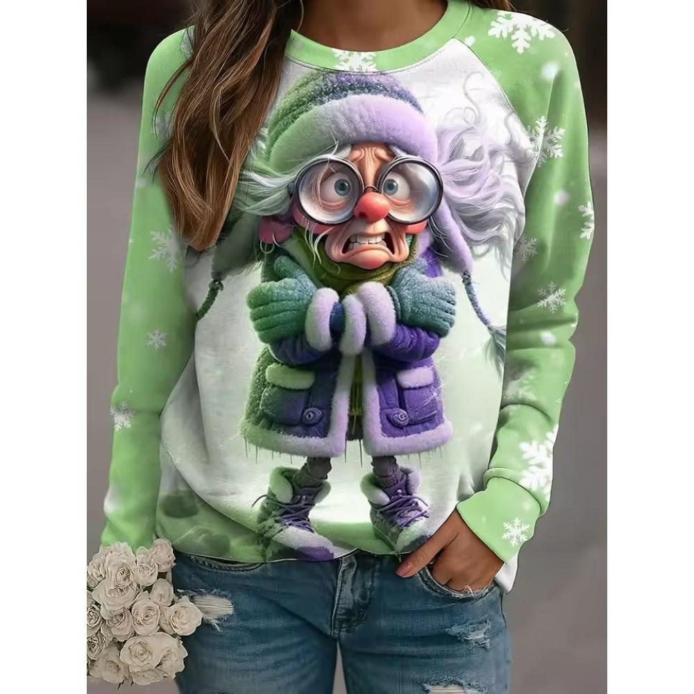 Fall Winter Pullover Women's Cute Cat Graphic Sweatshirt Trendy 3D Print O-Neck Long Sleeve Tops  Women's Apparel Streetwear
