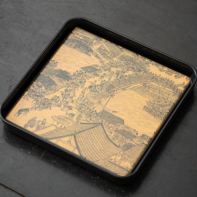 Chinese Creative Tea Tray Retro Water Absorption Serving Coffee Trays Gongfu Kung Fu Teacups Holder Household Teaware Tea Table