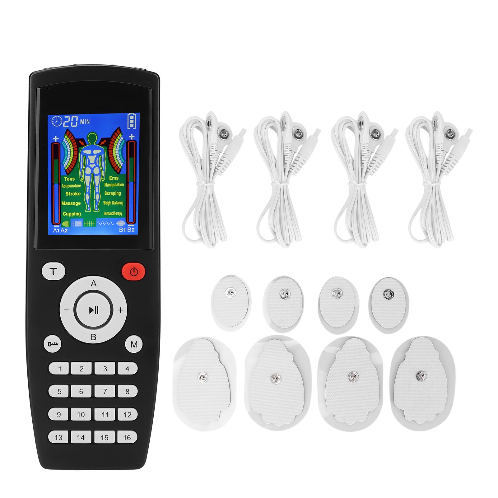 

Массажер TENS 16 режимов 4 канала регулируемый перезаряжаемый электронный импульсный массажер 110‑240 В AU UK Plug