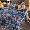 Winter Thick Milk Velvet Four-piece Bed Skirt Plus Velvet Warmth Double-sided Velvet Duvet Cover Bedding Set