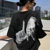 WomenS Elegant Hand Gesture Print TShirt Short Sleeve Black White Design Lightweight Summer Top for Casual or Stylish Outfits