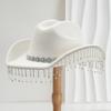 Ladies Wedding Bridal Top Hat, Western Curled Cowboy Hat, Eye Jewel with Fringed Rhinestones, Holiday Travel