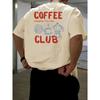 Mode Y2k Tops Coffee Club Freizeit T-Shirt Grafikdruck Tägliches Pendler Sport Übergroß Lässig Locker Kurzärmelig Unseix