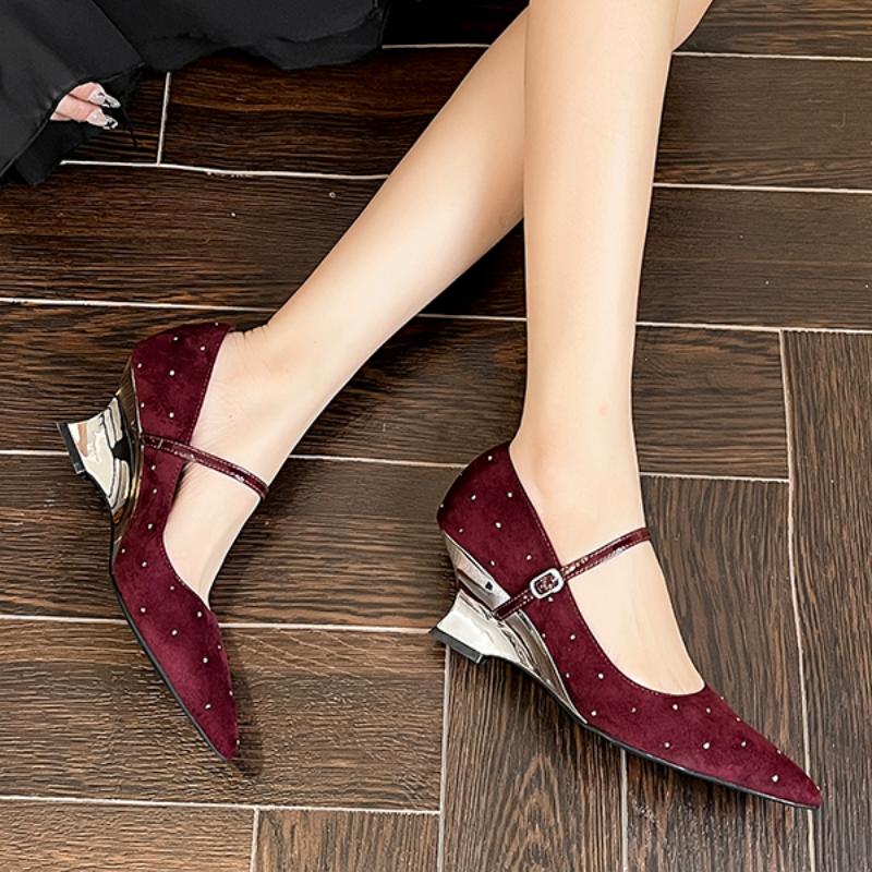 Fashion New Women's Bling Pumps High Heels Party Dress Shoes Square Toe Mary Janes Shoes Black Red Glitter Zapatos Mujer Autumn