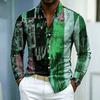 Men's Shirt, Casual Long Sleeved Shirt, Contrasting Color Patchwork Printed Shirt, Fashionable Casual Single Breasted Men's Shir