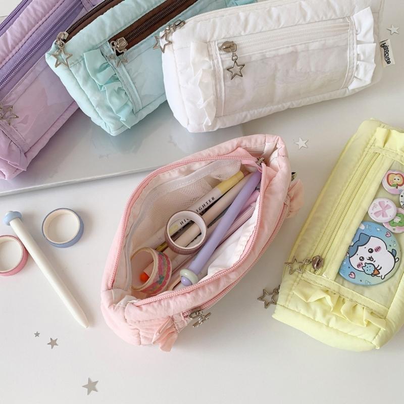 Pencil Pouches Makeup Bag School Office Stationeries Supply Bag Pen Box Pencil Case For Kids Students Desktop Organizers