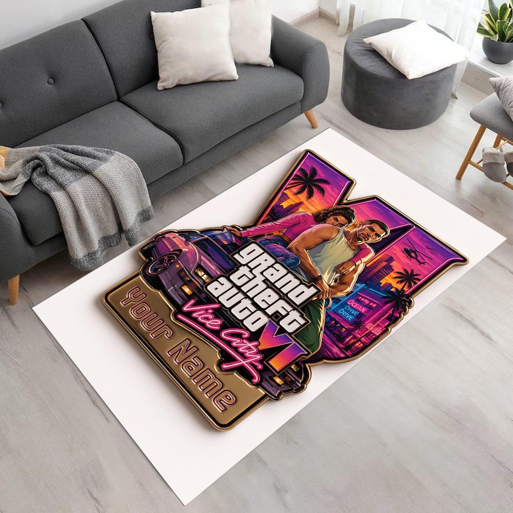 Grand Theft Auto Personalized Name Carpet Suitable for Decorate room Balcony Dining Room Game Room Anti-slip Rug Anime Office Decor