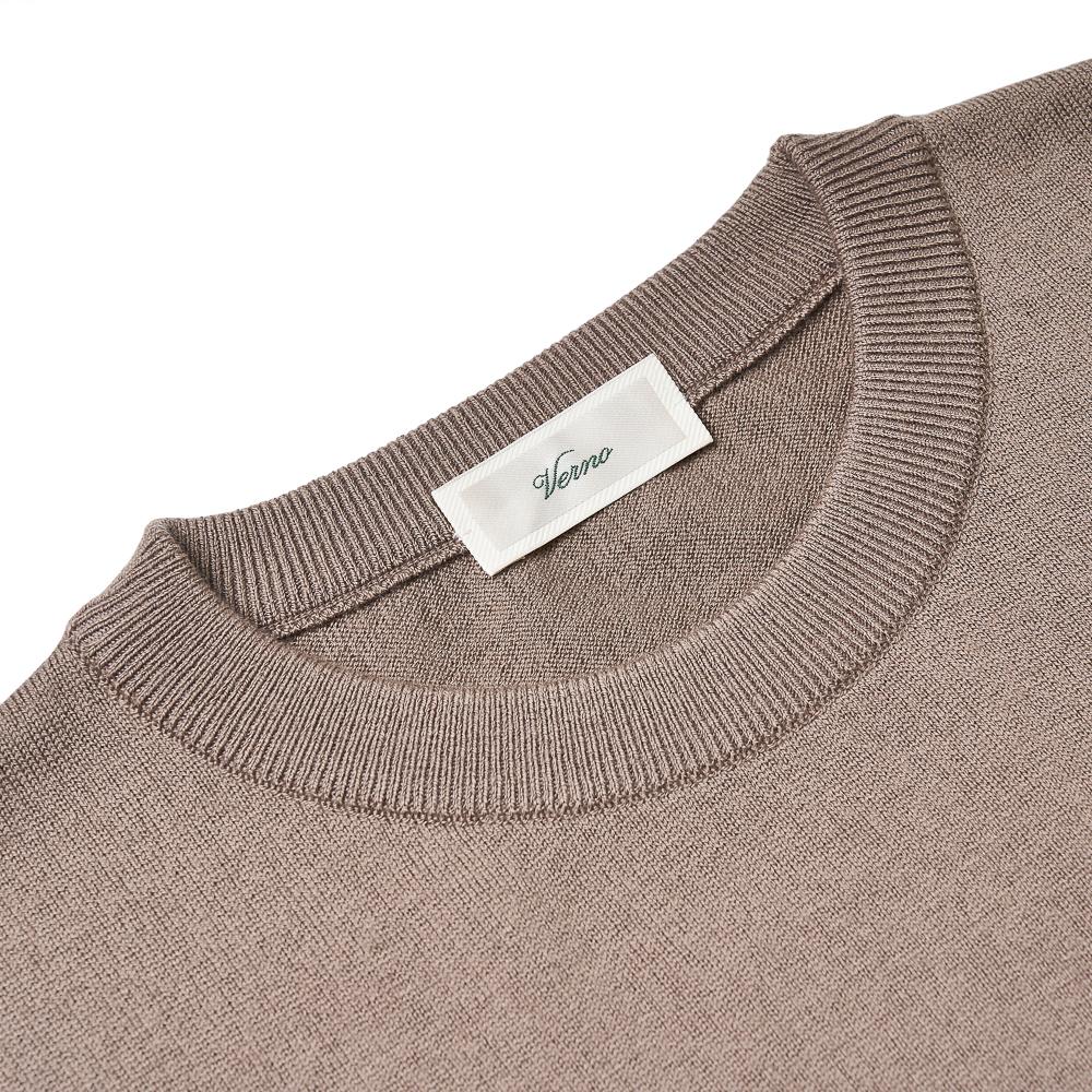 VERNO Short Sleeve Basic Round Knit Kharki