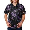 Men's Halloween Print Scrub Top Short Sleeve for Work Uniform