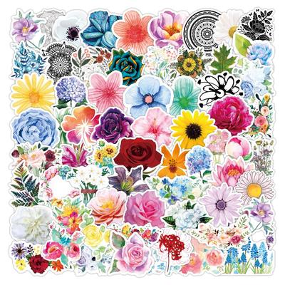 100Pcs Beautiful Flower Stickers Cute Cartoon Decal DIY Refrigerator Phone Suitcase Notebook Removable Stickers