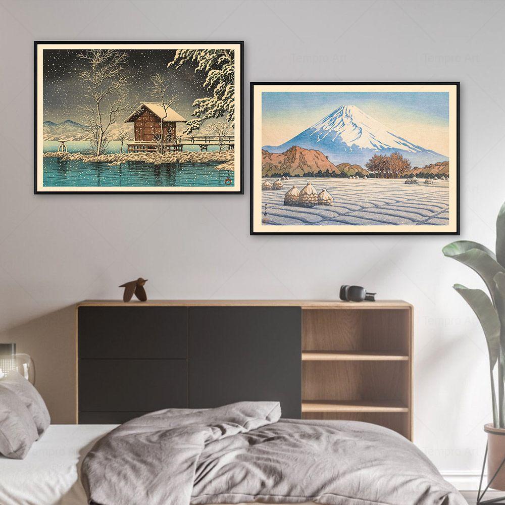 Anime Travel Prints Vintage Japanese Mount Fuji Season Landscape Posters Wall Art Canvas Painting Living Room Decoration Picture