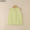 VONDA Women Summer Sleeveless Splicing Hem Ruffled Casual Tank Tops