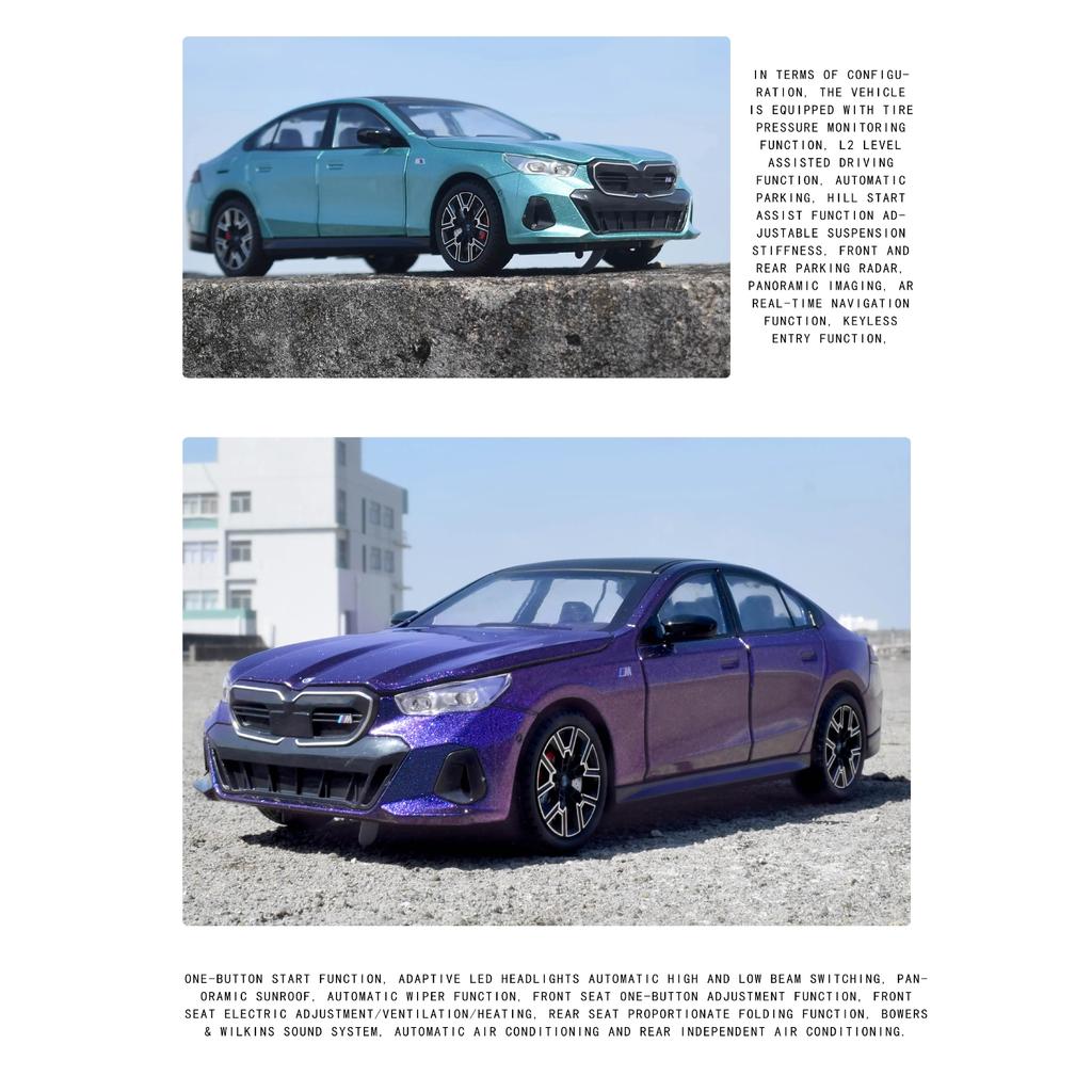 1/24 Scale BMW I5 M60 Xdrive Power Alloy Metal Diecast Model Car Sound and Light Simulation Collection Decorative Trendy Ornament Gift