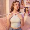 Colorful Heart Pendant Choker Square Candy Neck Chain Fashion Resin Beaded Necklace  Date