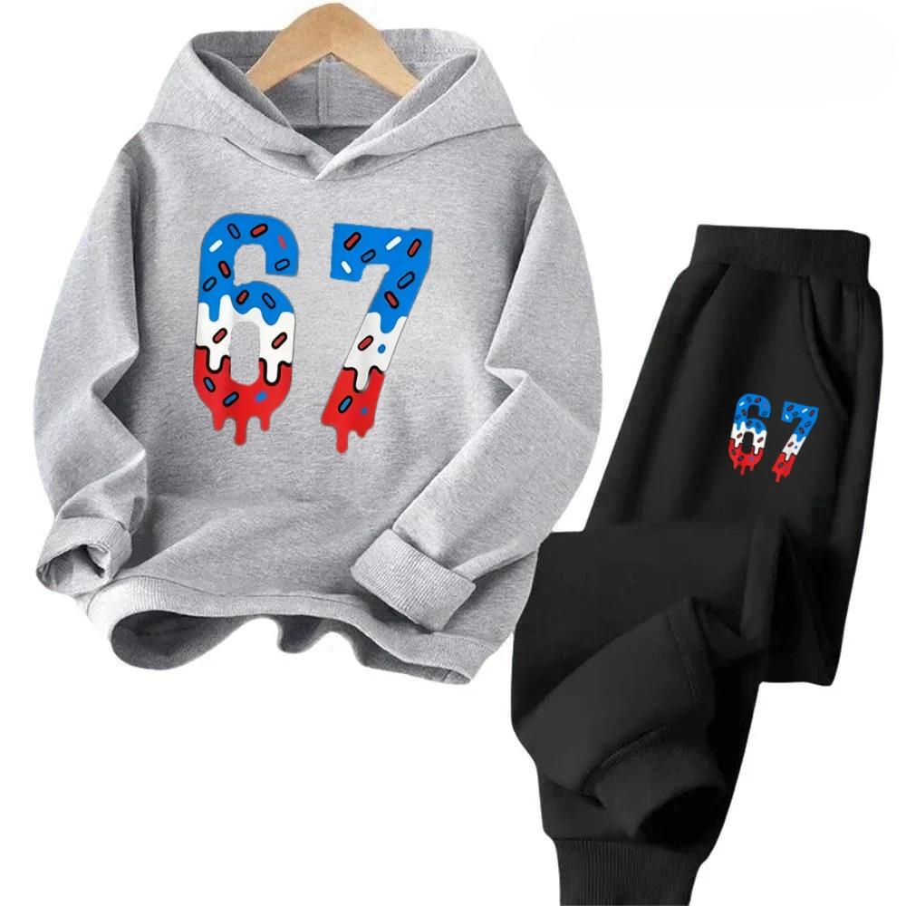 Kids 67 Popular Outfit 4-10Y Cotton Two-Piece Set Stock Clearance Combo Children's Comfortable Sweatshirt Set