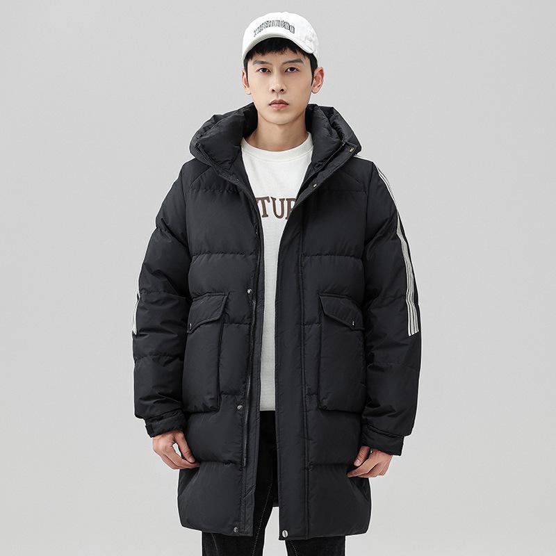 Men s Trendy Winter Hooded Down Jacket - 90% Down, Mid-Length, Casual & Warm XL