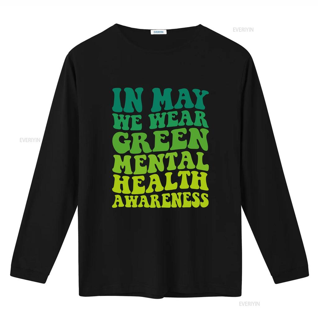 Retro Green Gradient In May We Wear Unisextal Health Awareness Print Casual T Shirt vintage Washed Slightly designer clothes