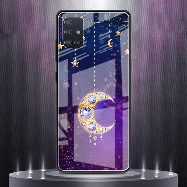 

Скляний чохол для телефону Samsung Galaxy A52 A51 A71 A50 A21s A53 A32 A91 A12 A41 A31 A33 Tempering Funda Cover Fashion Moon Tarot for Samsung A70
