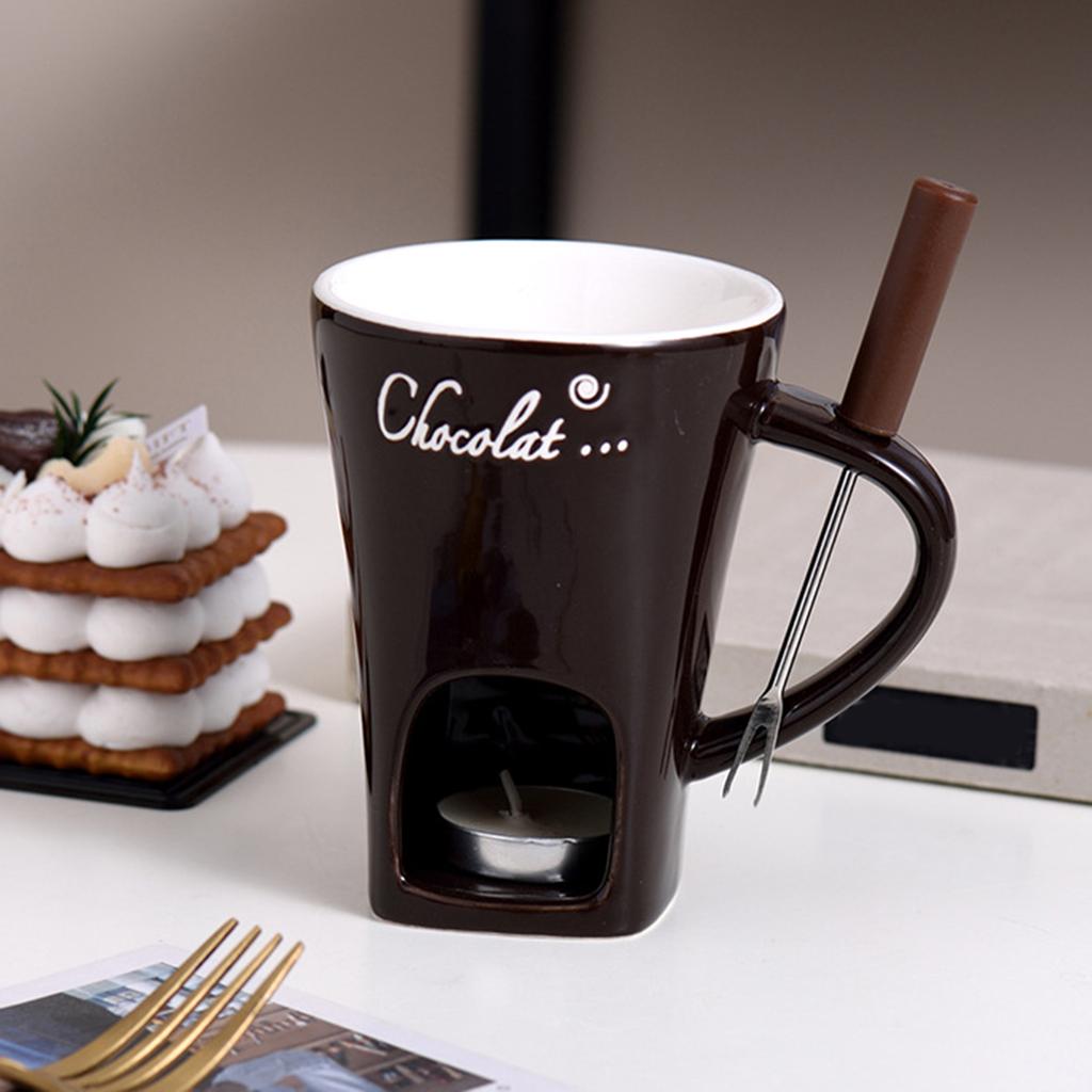 Elegant Fondue Mug Chocolate Melting Cup Multi Purpose Fondue Mug For Chocolate Caramel And Tapas With Tealight Holder