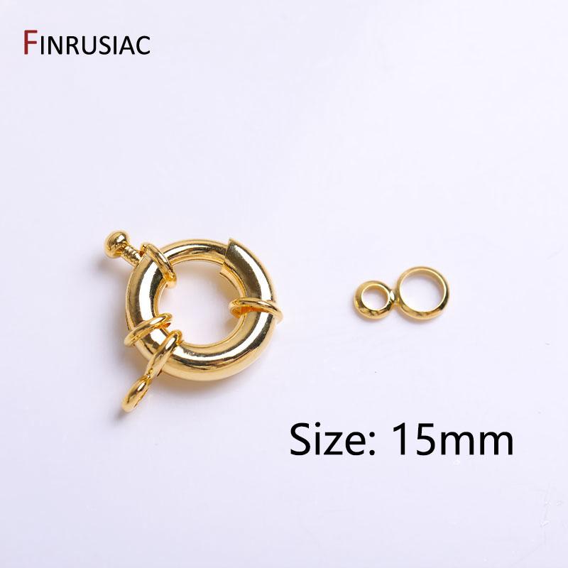 11mm/13mm/15mm 18K Gold Plated Brass Metal Round Spring Clasps Steering Wheel Sailor Clasp For Jewelry Making Fittings Wholesale
