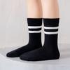 Double Line Women's Mid-Calf Socks (20 Pairs) (Black) Student Socks