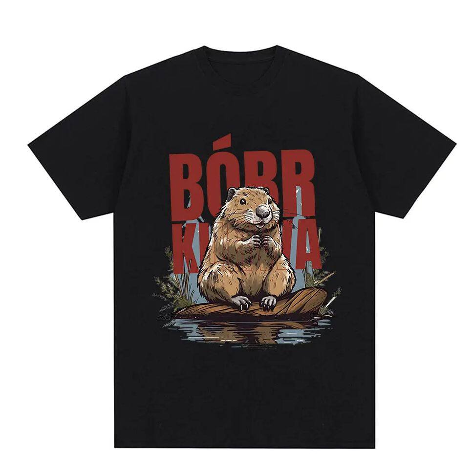 New Model Comfortable Bober Kurwa Bober T-shirt Funny Beaver Meme Men and Women Classic Casual Oversized Summer Print 100% Pu... S разноцветный