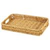 Storage Basket with Handle Manual Braided Faux Rattan Rectangle Shape Hollow Drainage Party Picnic Fruit Snacks Bread Serving