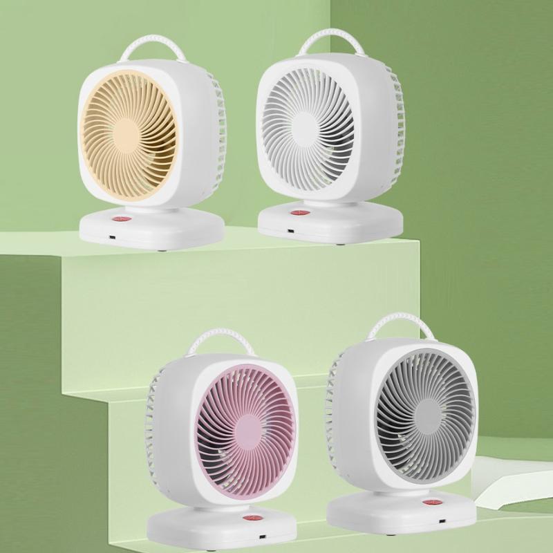 Neuer tragbarer kleiner Ventilator, doppelköpfiger, rotierender elektrischer Tischventilator, doppelschichtiger Umwälzventilator für den Haushalt