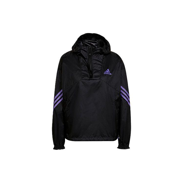 Adidas Women Back to Sport Wind.RDY Windproof Water-Resistant Half-Zip Anorak Training Jacket Black Purple H65722 M